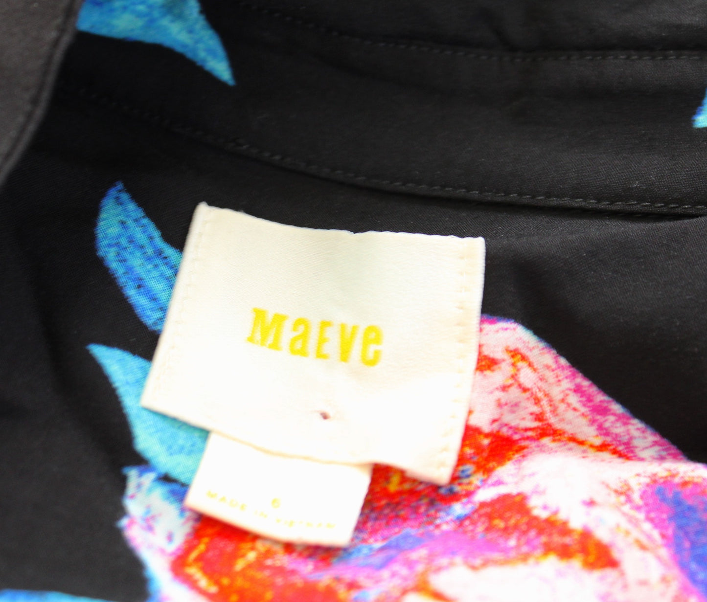 Maeve Anthropologie Woodland Walk Black Multi Floral Button Down Blouse Top Sz 6