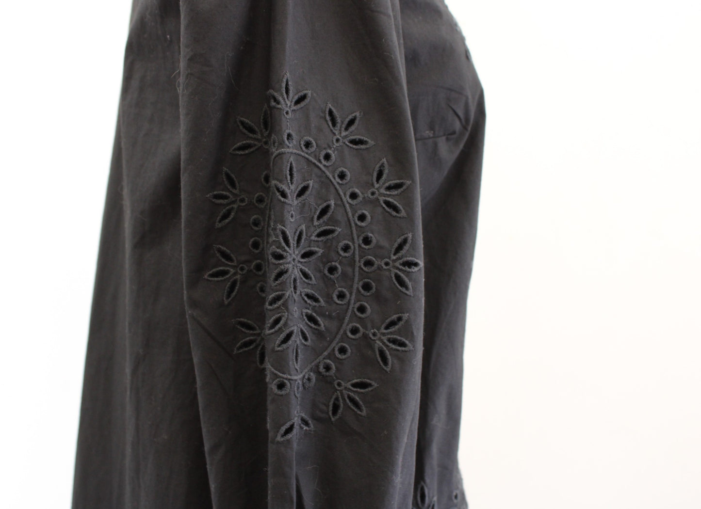 NWT J Crew Black Embroidered Eyelet Poplin Popover Top Blouse Mock Neck XXS 2XS