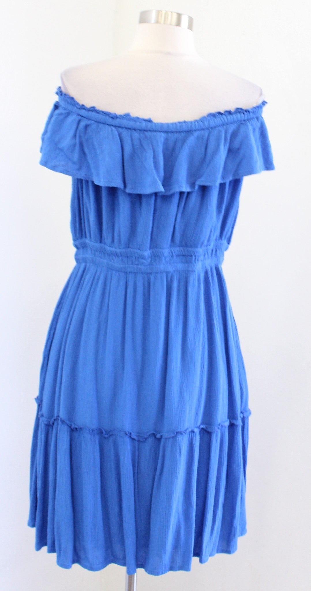 Tommy Bahama Blue Off the Shoulder Tiered Crinkle Textured Dress Size S Summer