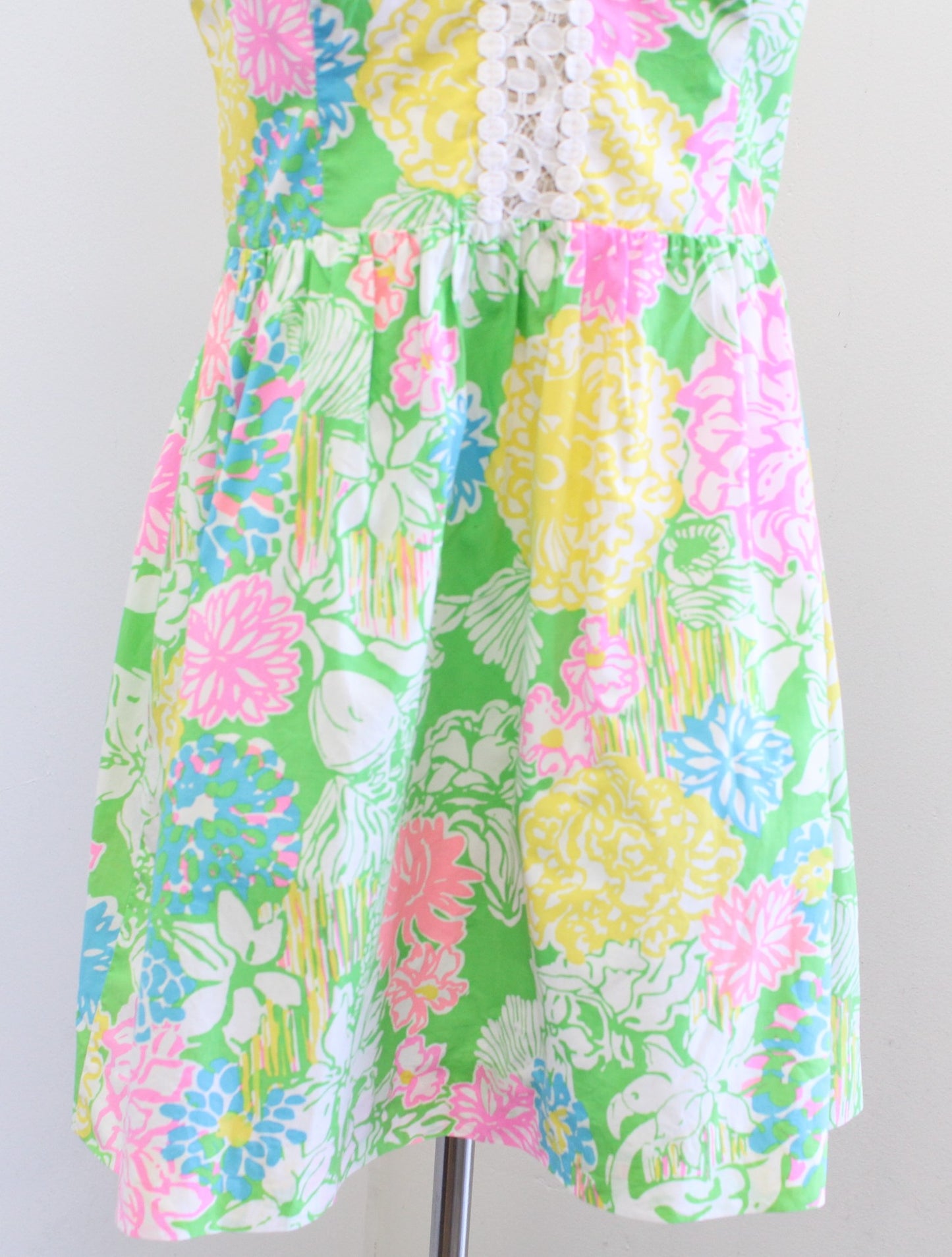 Lilly Pulitzer Raegan Hibiscus Stroll Floral Lace Mini Dress Sz 6 Fit and Flare