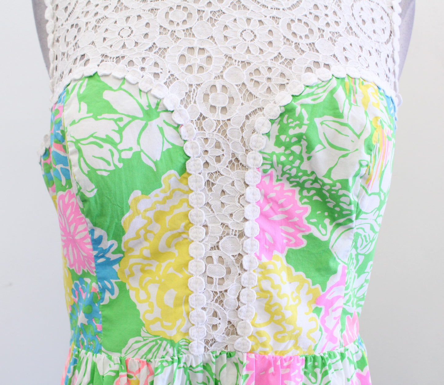 Lilly Pulitzer Raegan Hibiscus Stroll Floral Lace Mini Dress Sz 6 Fit and Flare