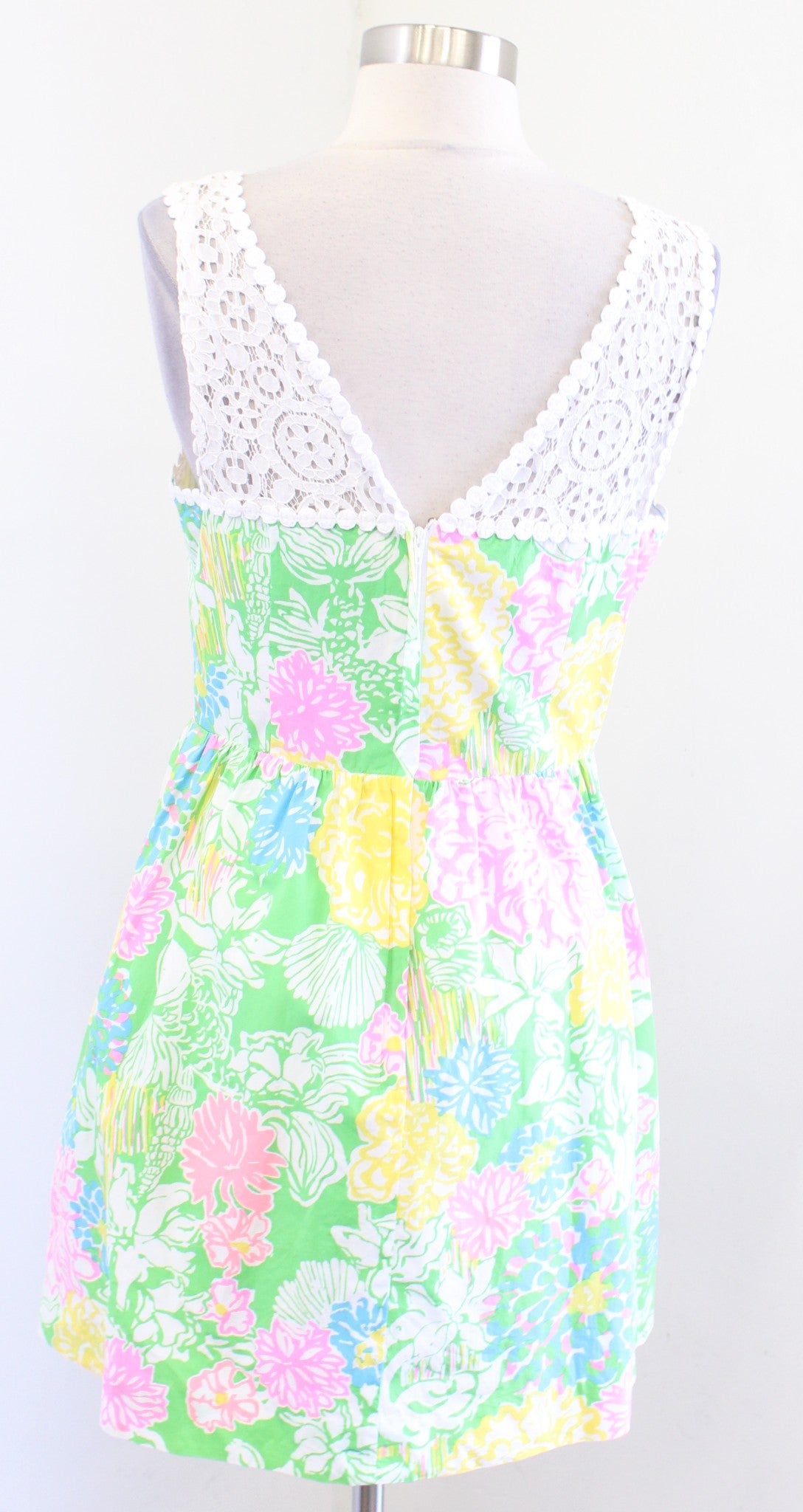 Lilly Pulitzer Raegan Hibiscus Stroll Floral Lace Mini Dress Sz 6 Fit and Flare