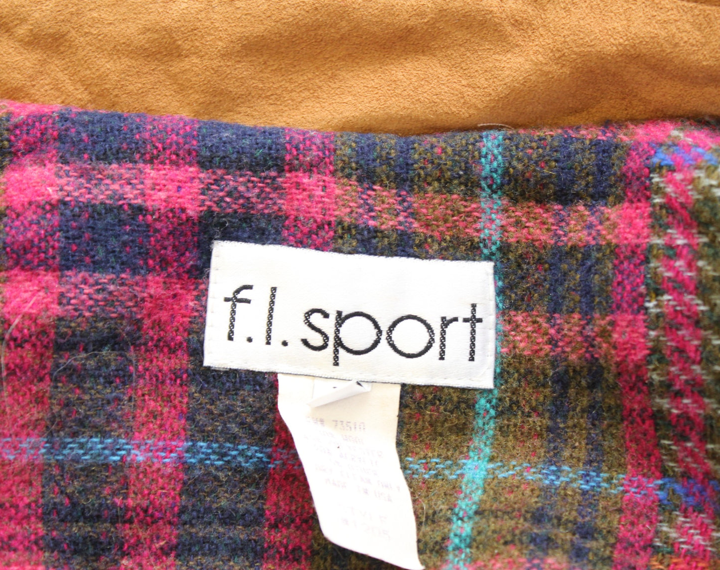 Vtg 90s Colorful Patchwork Plaid Suede Trim Wool Blend Jacket Size L Retro Boho