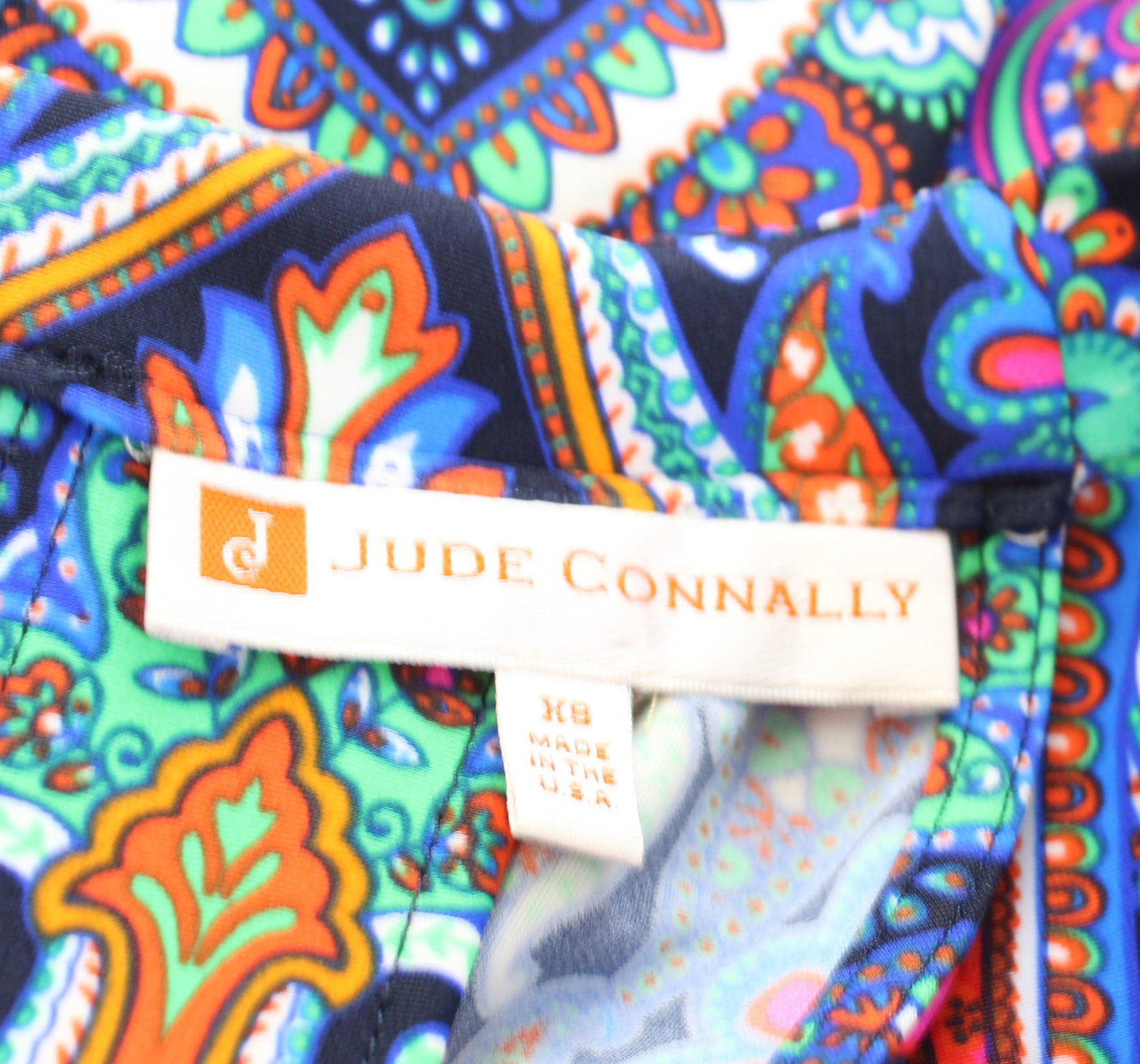 Jude Connally Blue Colorful Paisley Print Keyhole Jude Cloth Dress Size XS