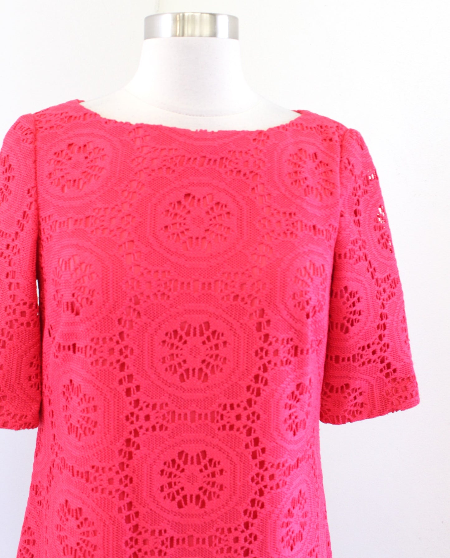 Adrianna Papell Womens Bright Coral Medallion Lace Shift Dress Size 4 Casual