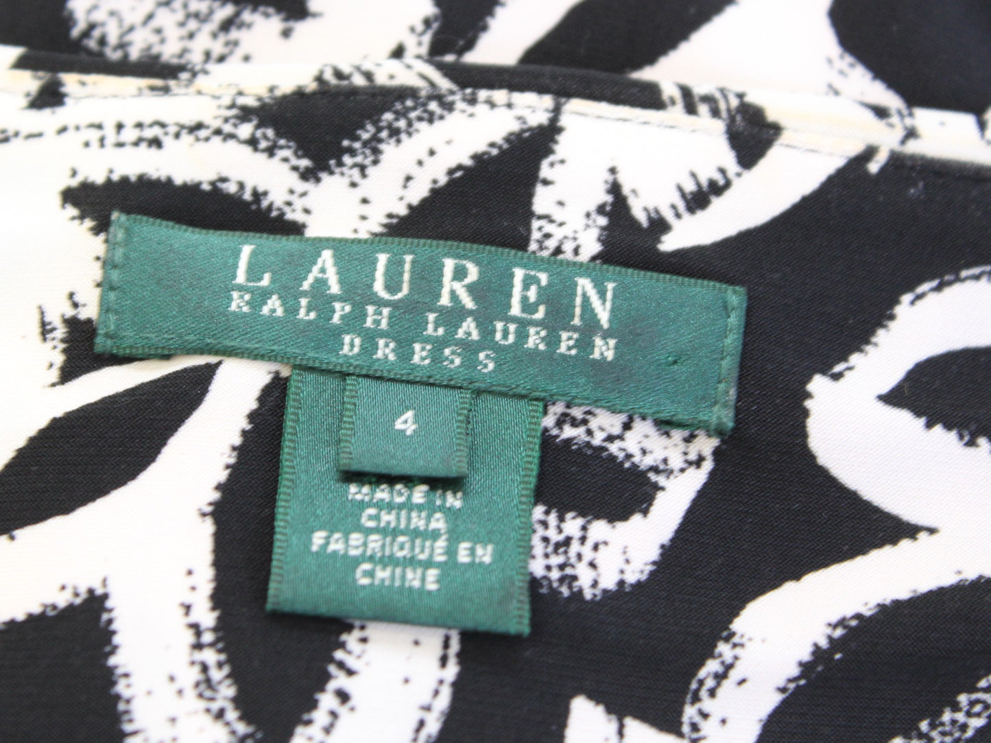 Lauren Ralph Lauren Black Off White Floral Ruched Wiggle Sheath Dress Size 4