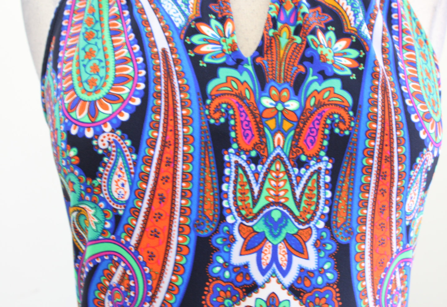 Jude Connally Blue Colorful Paisley Print Keyhole Jude Cloth Dress Size XS