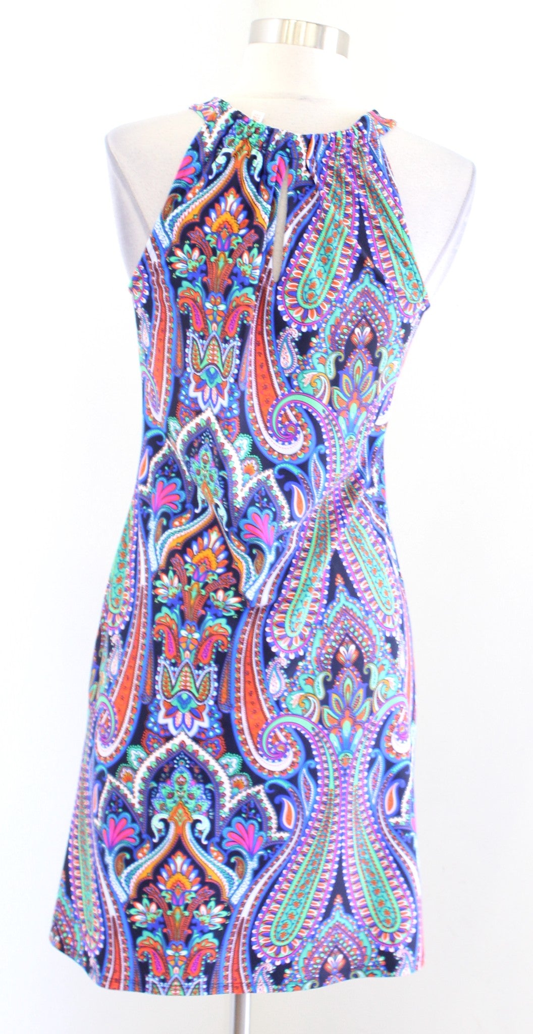 Jude Connally Blue Colorful Paisley Print Keyhole Jude Cloth Dress Size XS