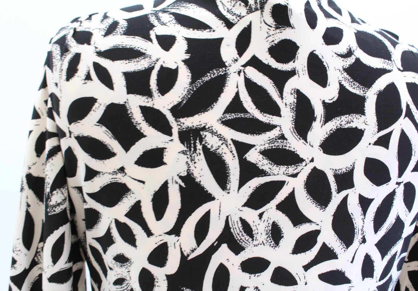 Lauren Ralph Lauren Black Off White Floral Ruched Wiggle Sheath Dress Size 4