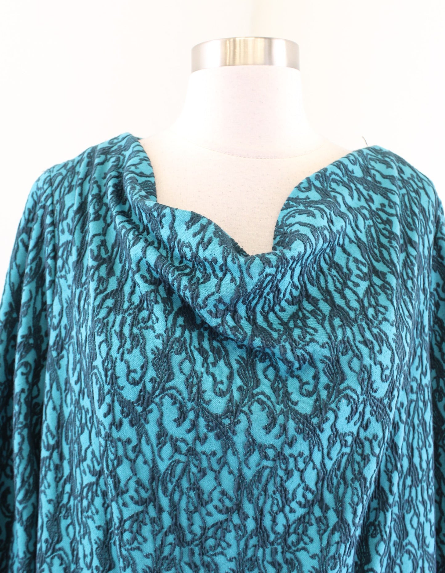Tyler Boe Womens Teal Textured Knit Draped Cowl Neck Jacquard Knit Dress Size xL