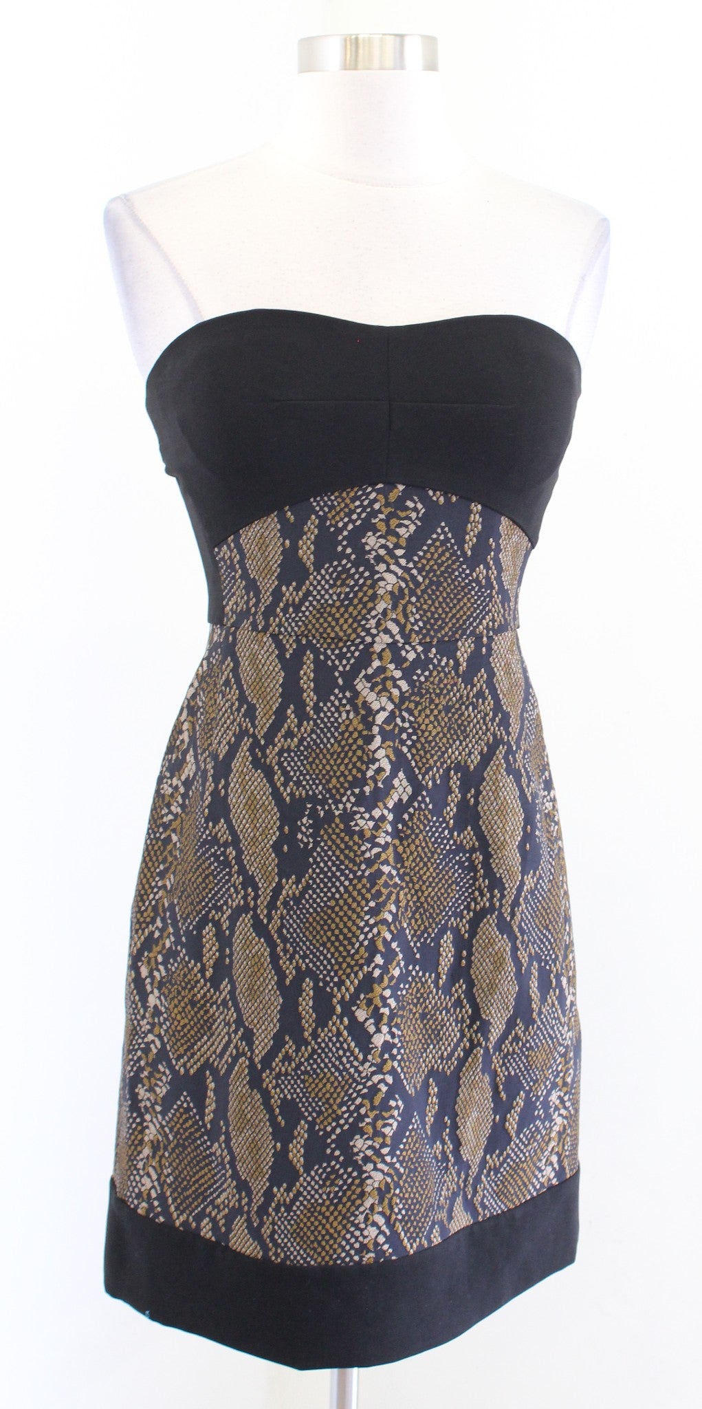 Diane Von Furstenberg Garland Two Black Brown Snakeskin Print Strapless Dress 4