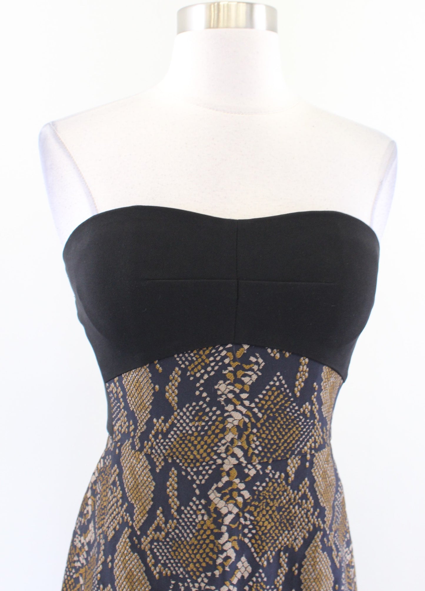 Diane Von Furstenberg Garland Two Black Brown Snakeskin Print Strapless Dress 4