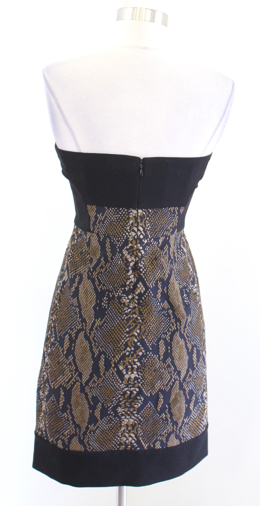 Diane Von Furstenberg Garland Two Black Brown Snakeskin Print Strapless Dress 4