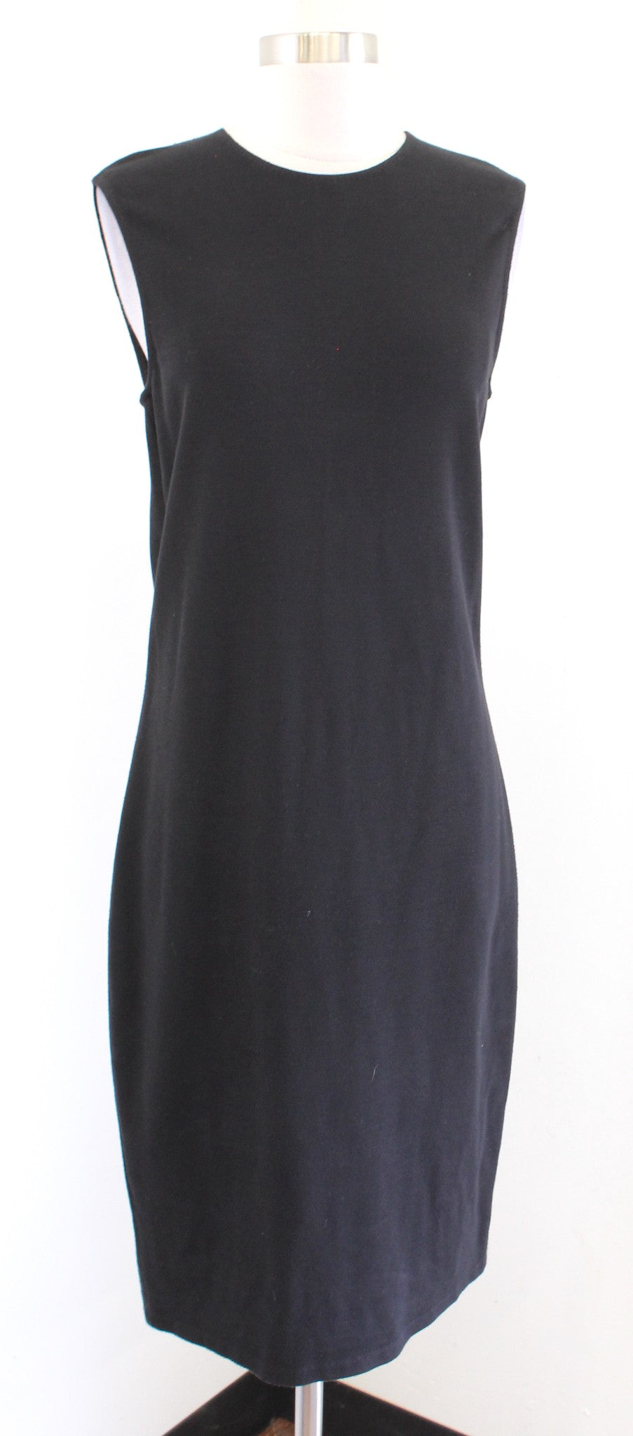 VINCE Womens Solid Black Rib Pencil Dress Size M Ribbed Knit Sheath Midi