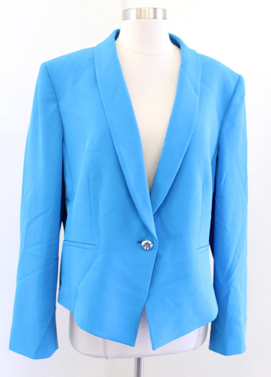 Tahari ASL Levine Womens Blue Single Button Blazer Suit Jacket Size 18 Career