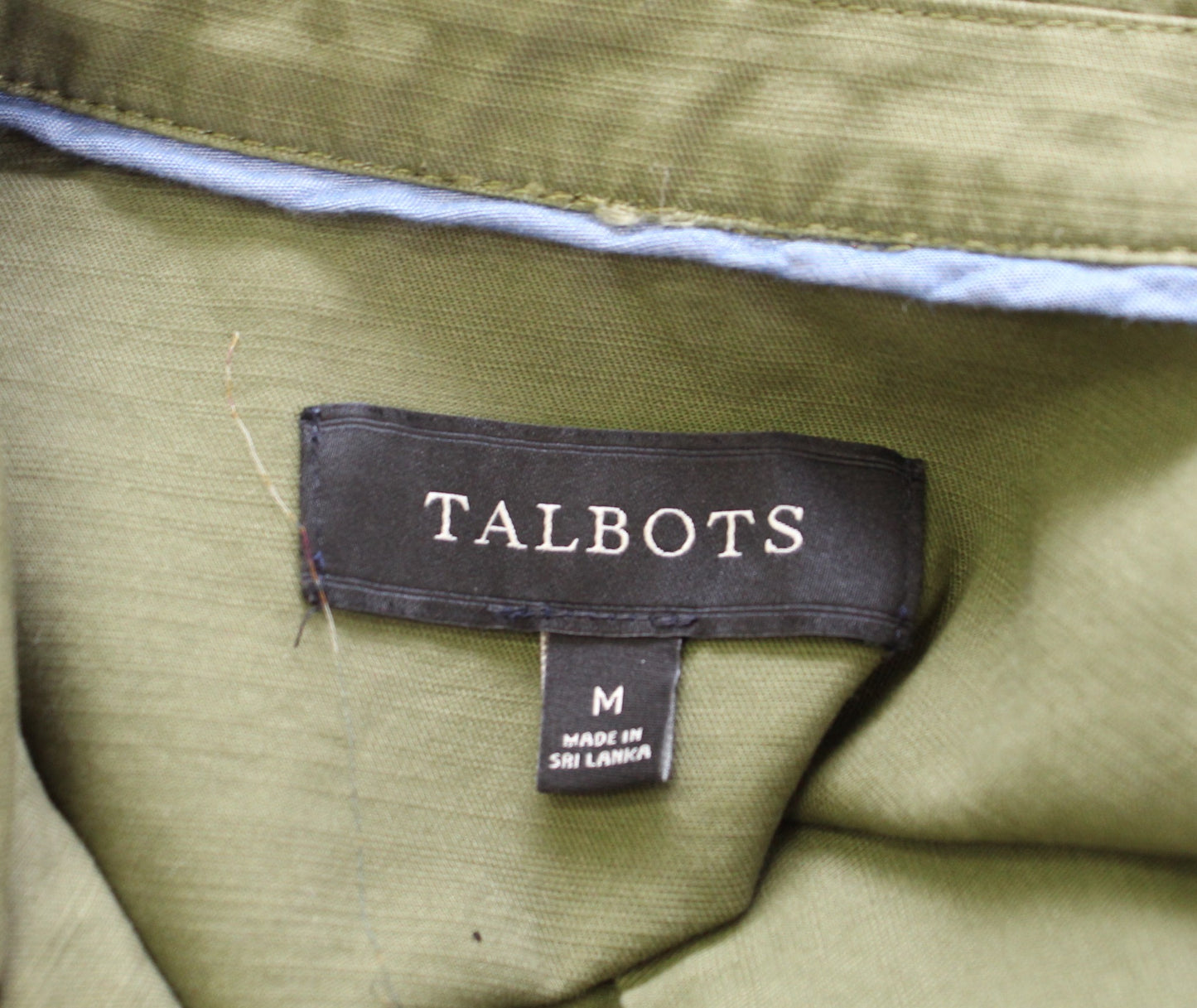 Talbots Womens Moss Army Green Pompom Trim Button Front Utility Jacket Size M