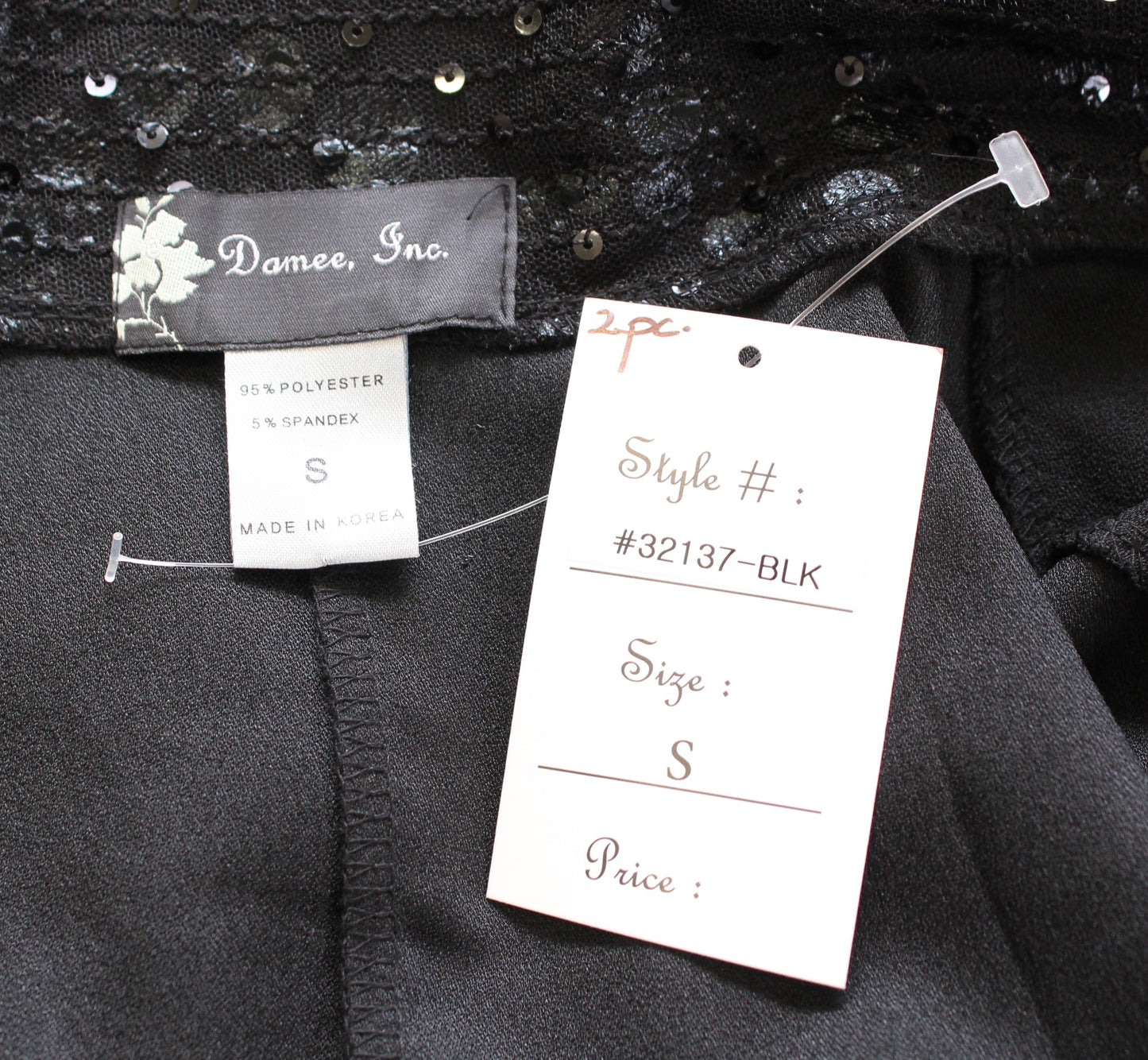 NWT Damee Inc Black Sequin Mesh Embellished Blazer Jacket Size S Tuxedo Style