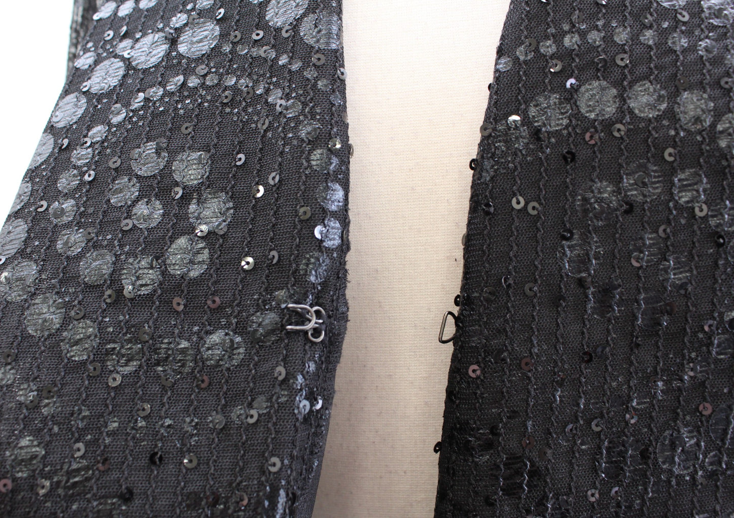 NWT Damee Inc Black Sequin Mesh Embellished Blazer Jacket Size S Tuxedo Style