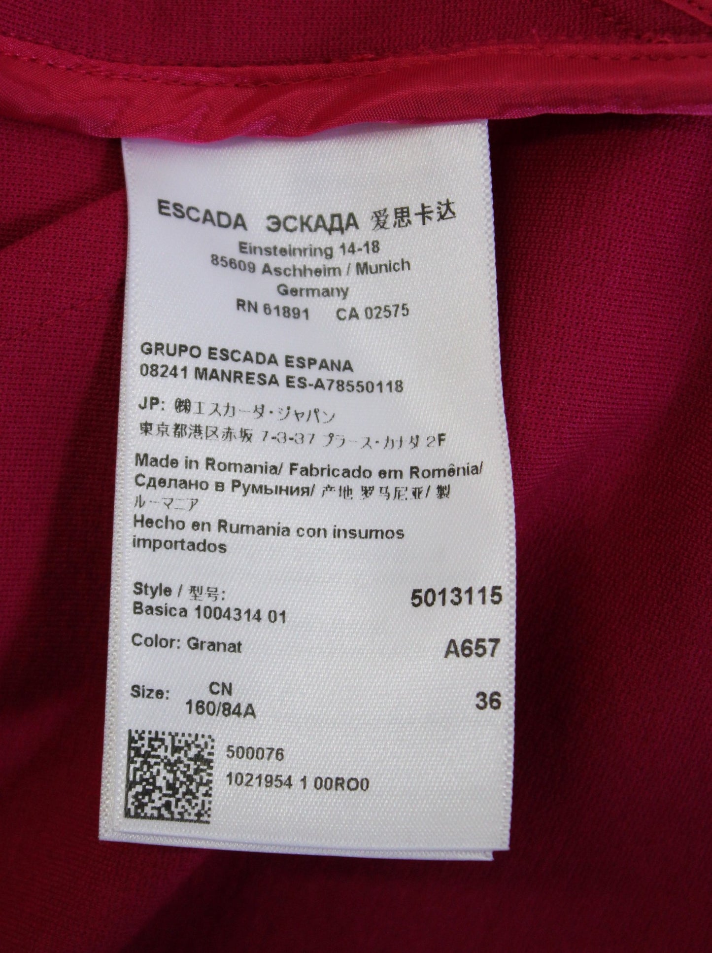 Escada Sport Womens Magenta Pink Moto Style Knit Blazer Jacket Sz 36 One Button