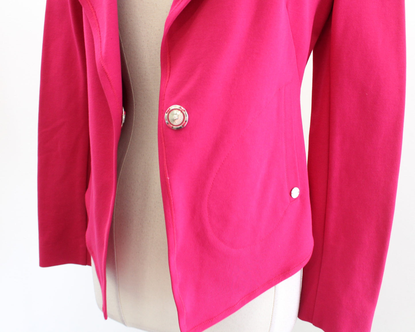 Escada Sport Womens Magenta Pink Moto Style Knit Blazer Jacket Sz 36 One Button