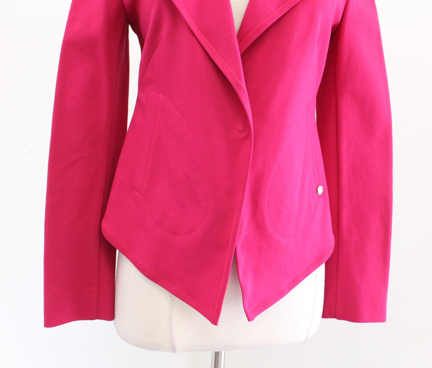 Escada Sport Womens Magenta Pink Moto Style Knit Blazer Jacket Sz 36 One Button
