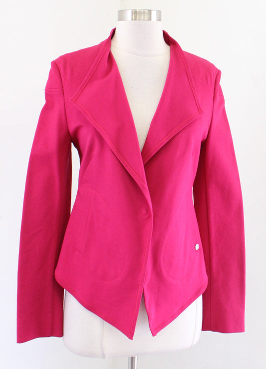 Escada Sport Womens Magenta Pink Moto Style Knit Blazer Jacket Sz 36 One Button