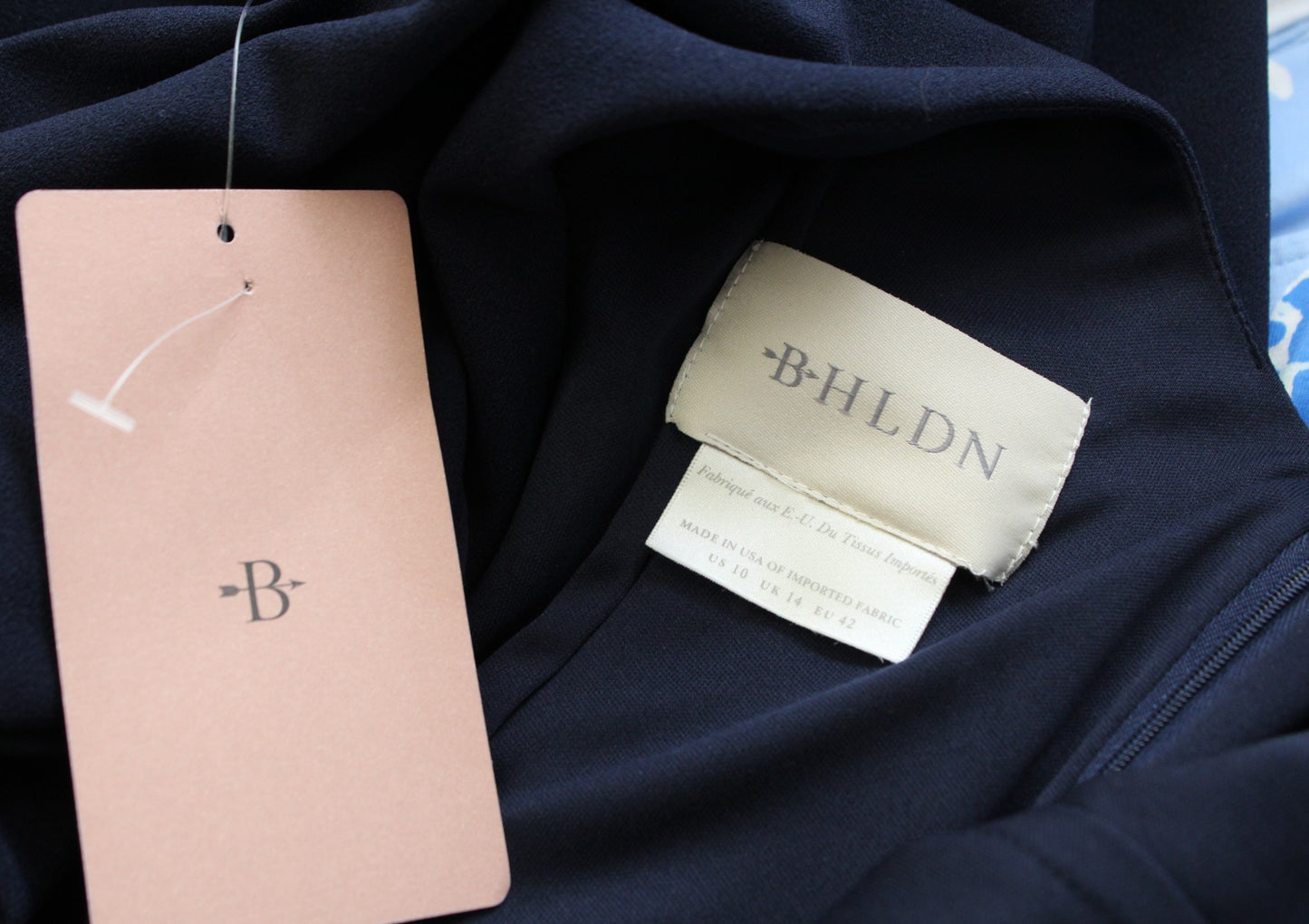 NWT Bhldn Anthropologie Navy Blue Matisse Ruched Cap Sleeve Formal Gown Dress 10