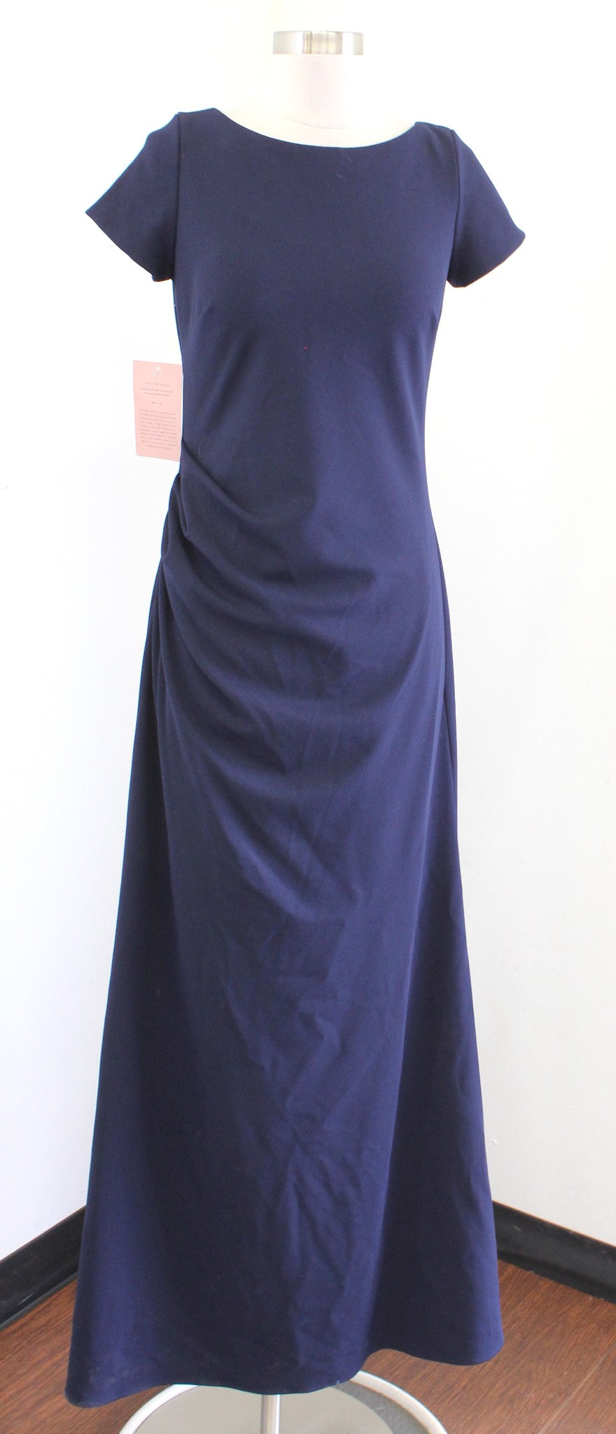 NWT Bhldn Anthropologie Navy Blue Matisse Ruched Cap Sleeve Formal Gown Dress 10