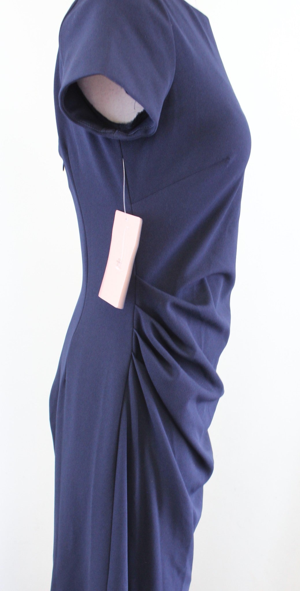 NWT Bhldn Anthropologie Navy Blue Matisse Ruched Cap Sleeve Formal Gown Dress 10