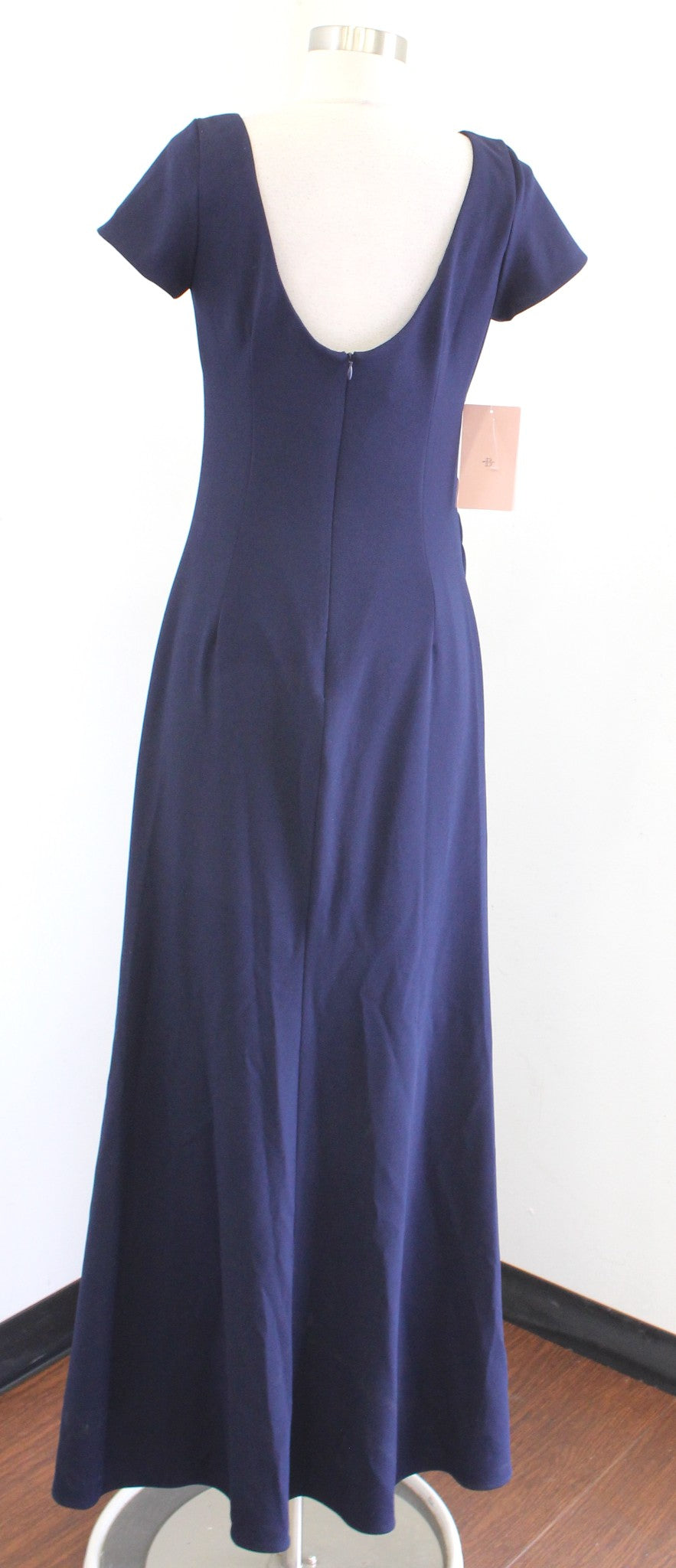 NWT Bhldn Anthropologie Navy Blue Matisse Ruched Cap Sleeve Formal Gown Dress 10