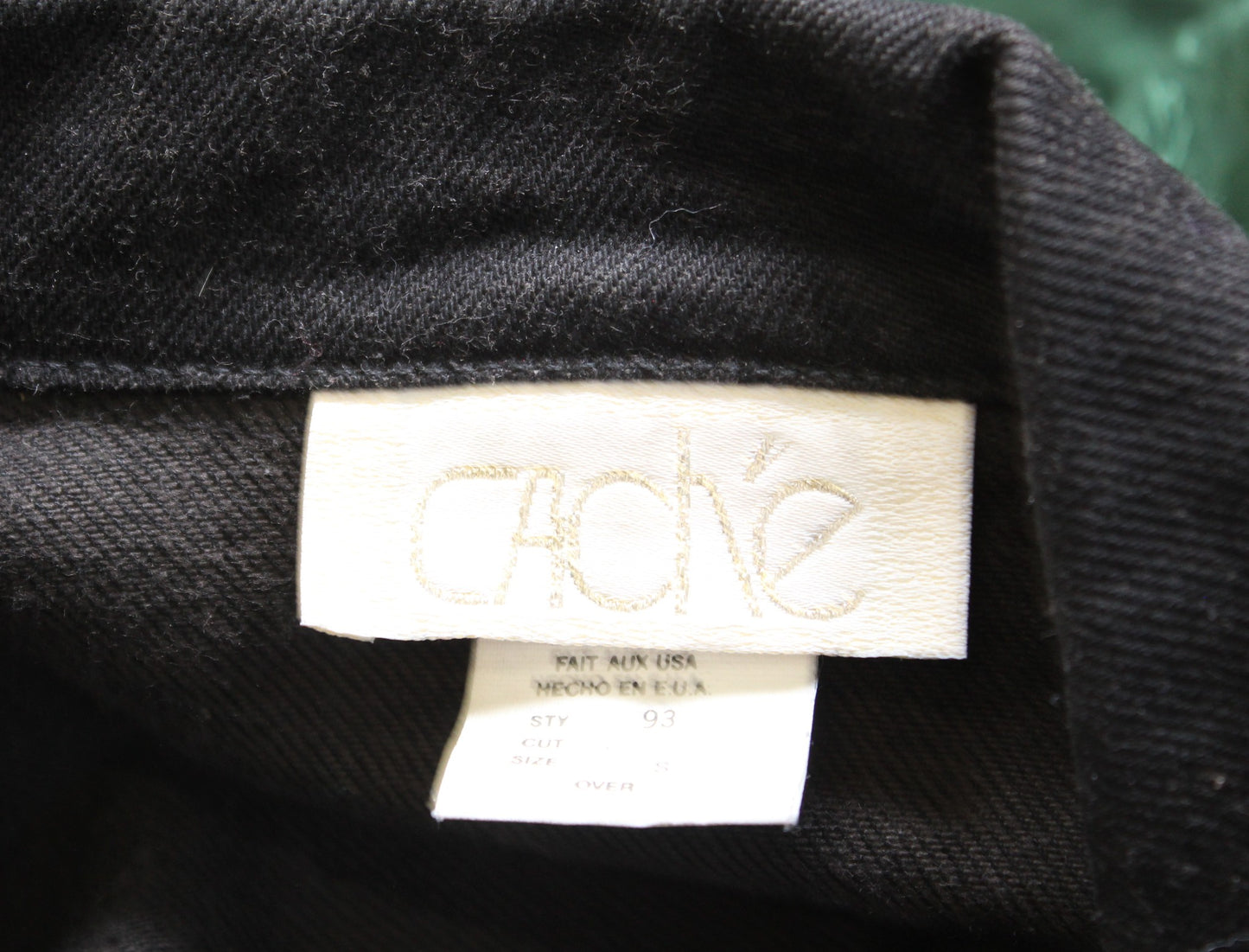 Vtg 90s Cache Black Denim Metallic Embroidered Mesh Cropped Jacket Size S Retro