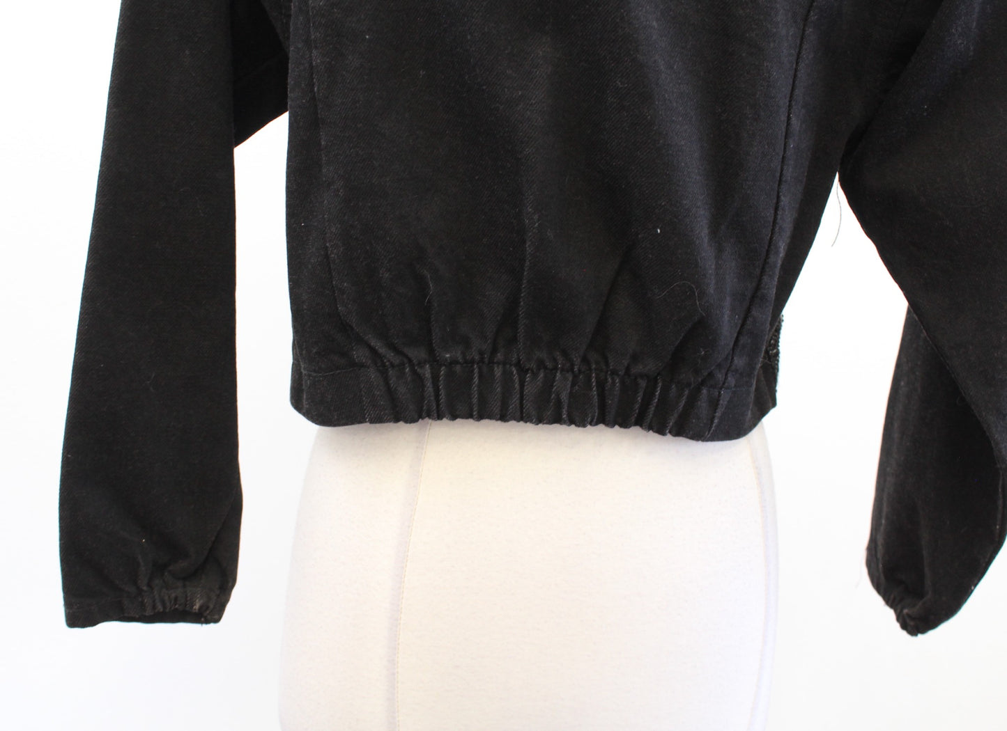 Vtg 90s Cache Black Denim Metallic Embroidered Mesh Cropped Jacket Size S Retro