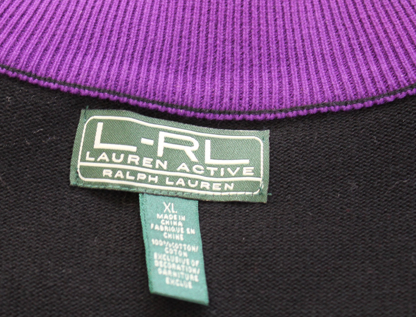 Lauren Ralph Lauren Active Black Embroidered Dragon Zip Sweater Jacket Size XL