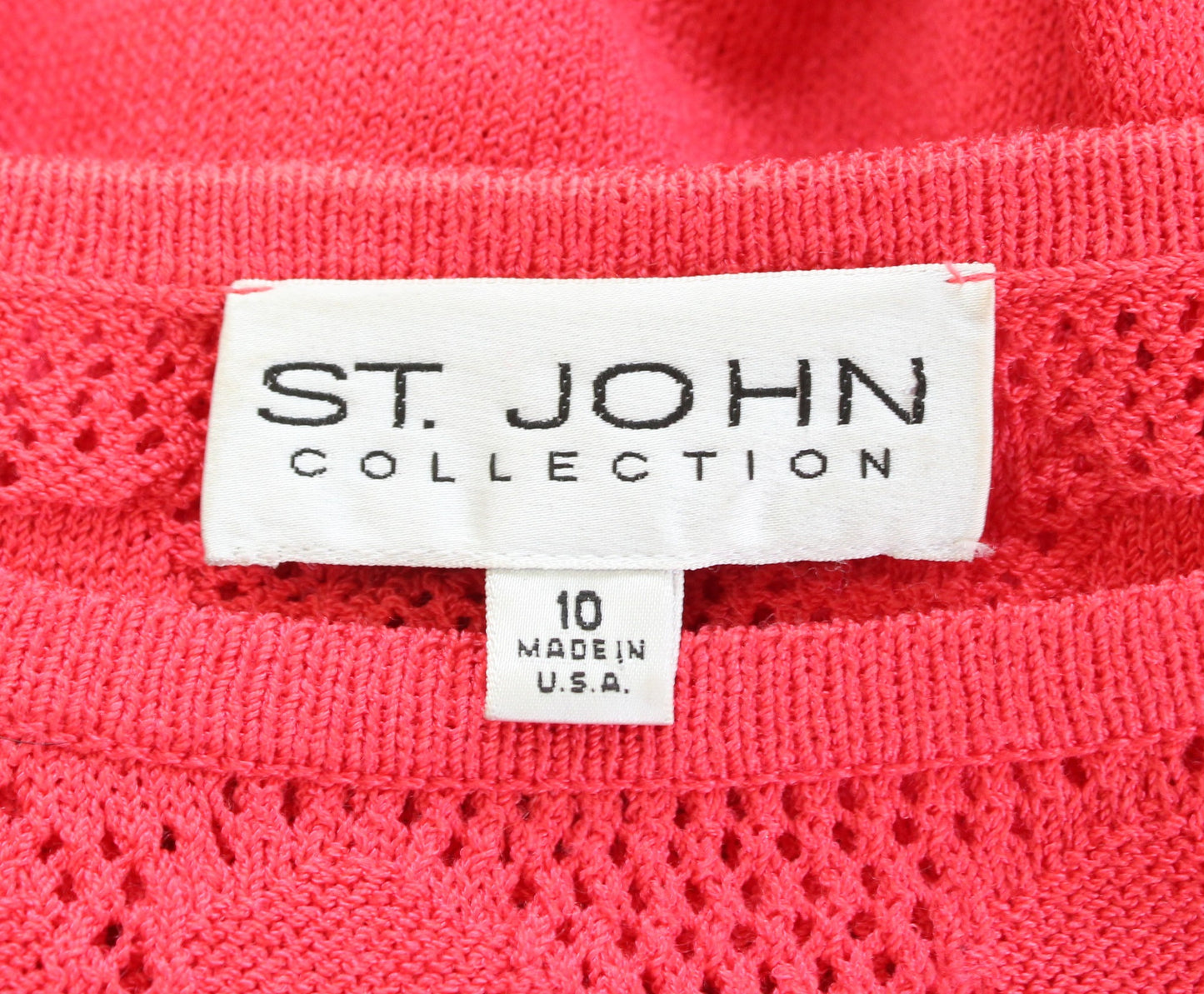 St John Collection Womens Coral Santana Knit Eyelet Open Knit Trim Dress Size 10
