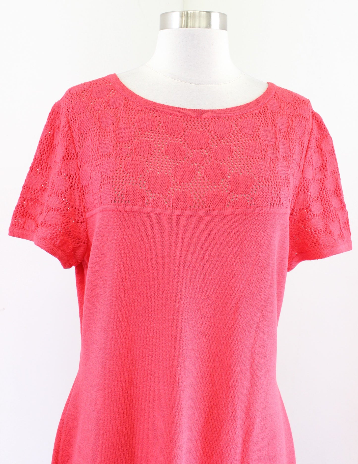 St John Collection Womens Coral Santana Knit Eyelet Open Knit Trim Dress Size 10