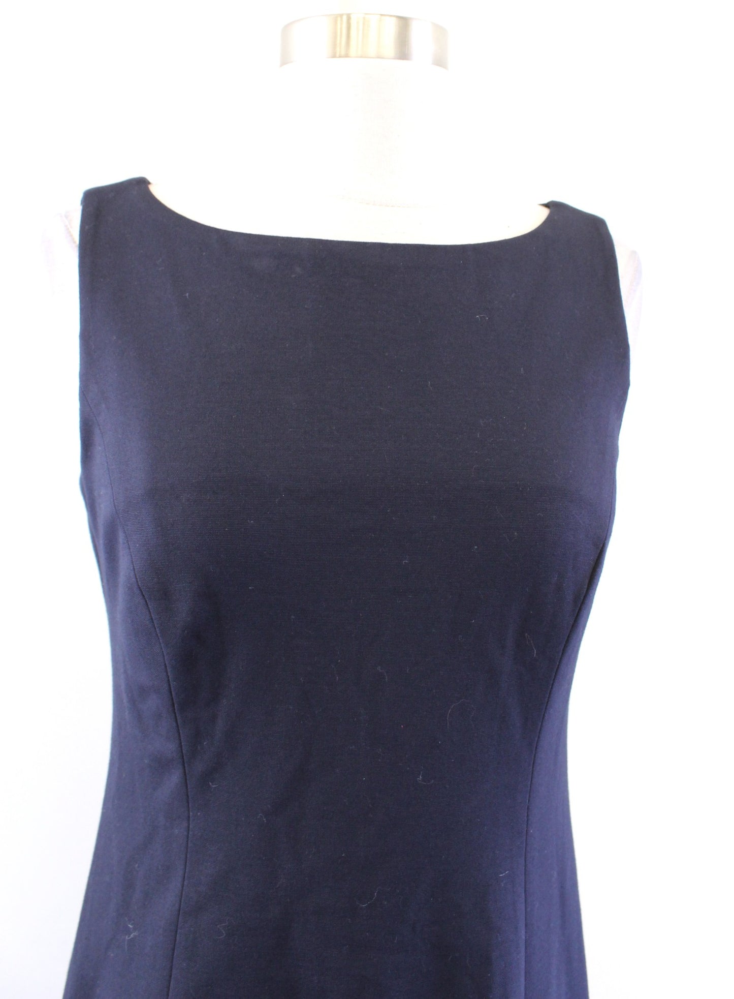 NWT Talbots RSVP Navy Blue Embroidered Eyelet Flounce Hem Sheath Dress Size 2