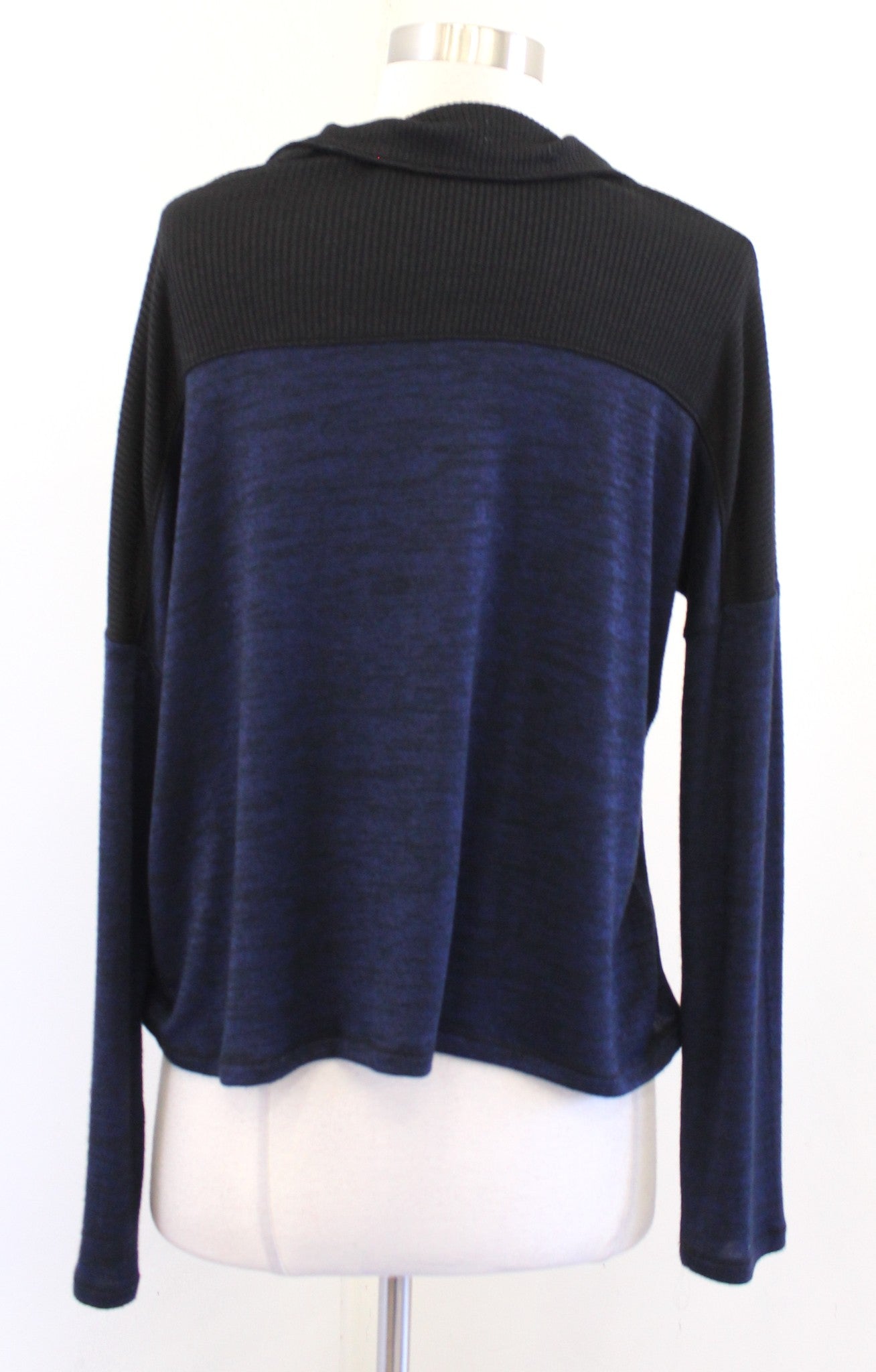 Rag and Bone the Knit Polo Sz S Black Navy Blue Color Block Half Zip Sweater Top