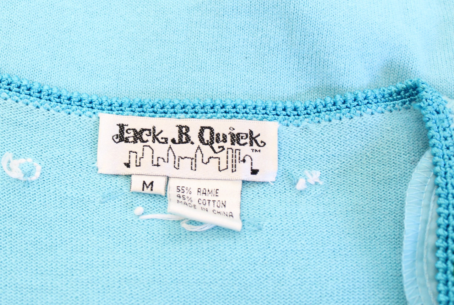 Jack B Quick Blue Embroidered Martini Margarita Drink Sweater Top Size M Y2k