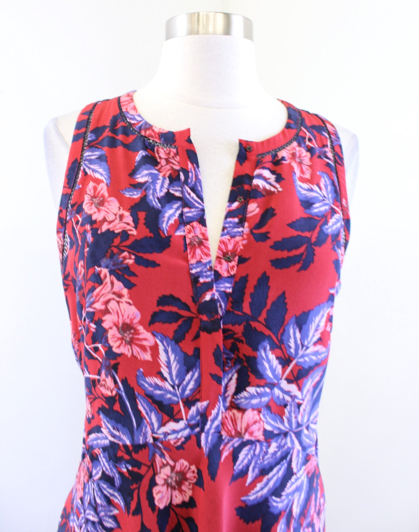 Rebecca Taylor Silk Flame of the Forest Floral Print Dress Size 4 Flounce Red