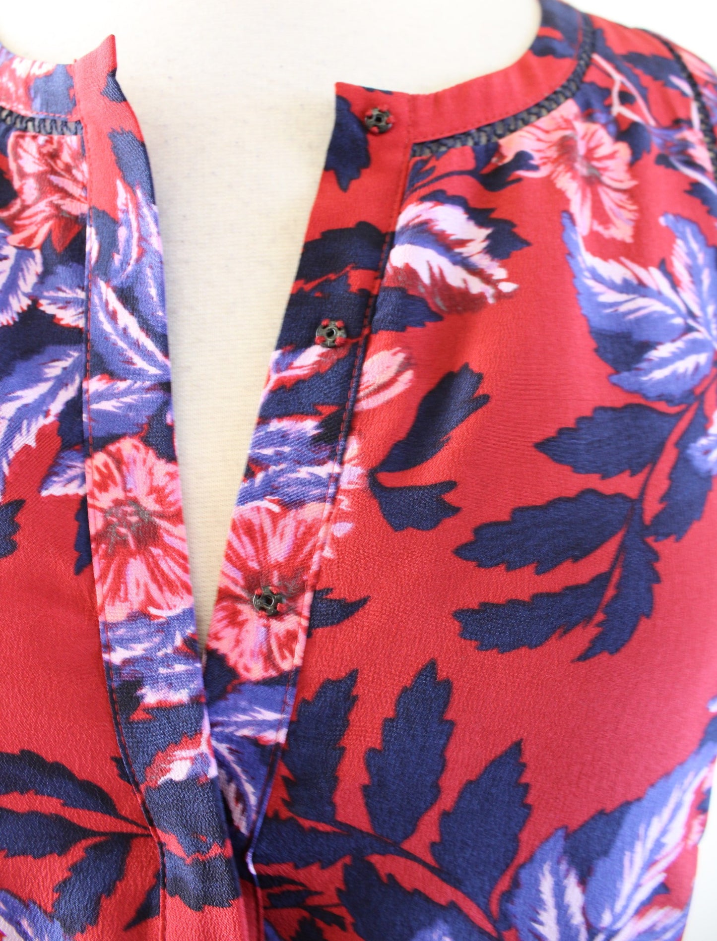 Rebecca Taylor Silk Flame of the Forest Floral Print Dress Size 4 Flounce Red