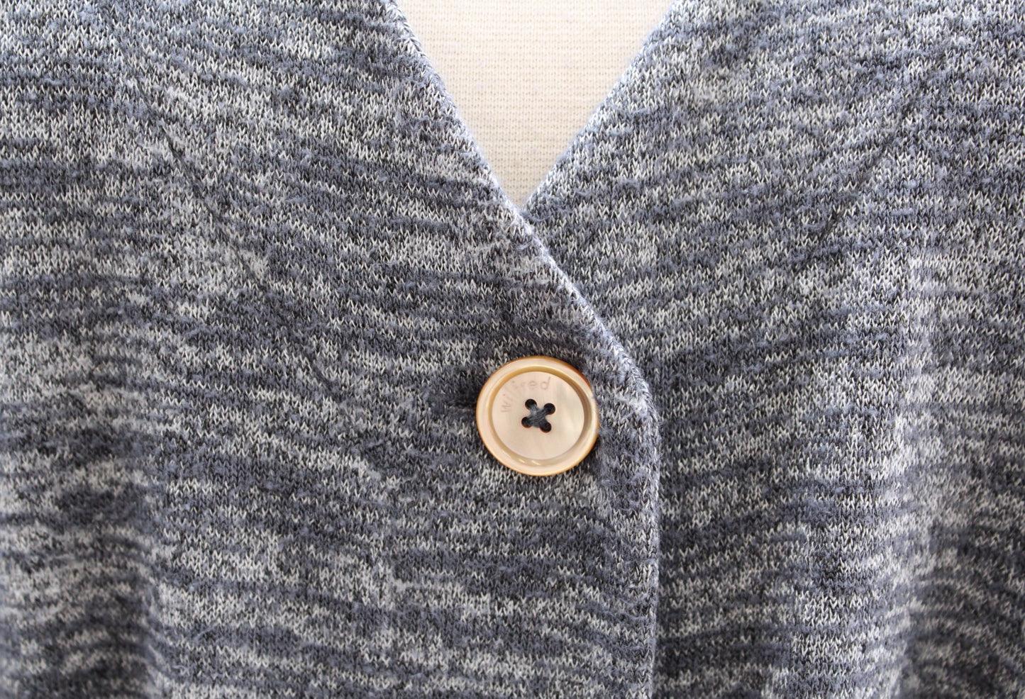 Wilfred Free Aritzia Heather Blue / Gray Button Front Tie Waist V Neck Dress S