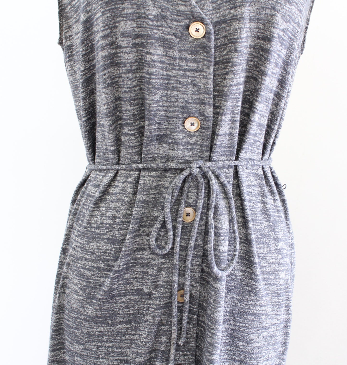 Wilfred Free Aritzia Heather Blue / Gray Button Front Tie Waist V Neck Dress S