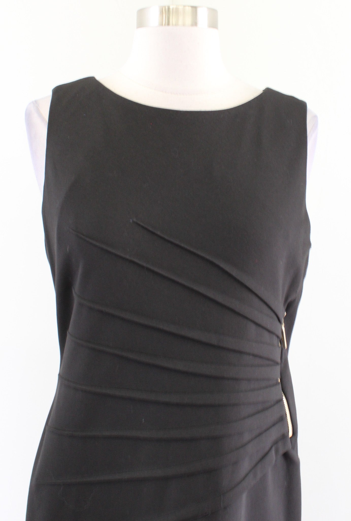 Ivanka Trump Solid Black Knit Ruched Textured Zipper Accent Sheath Dress Size 8