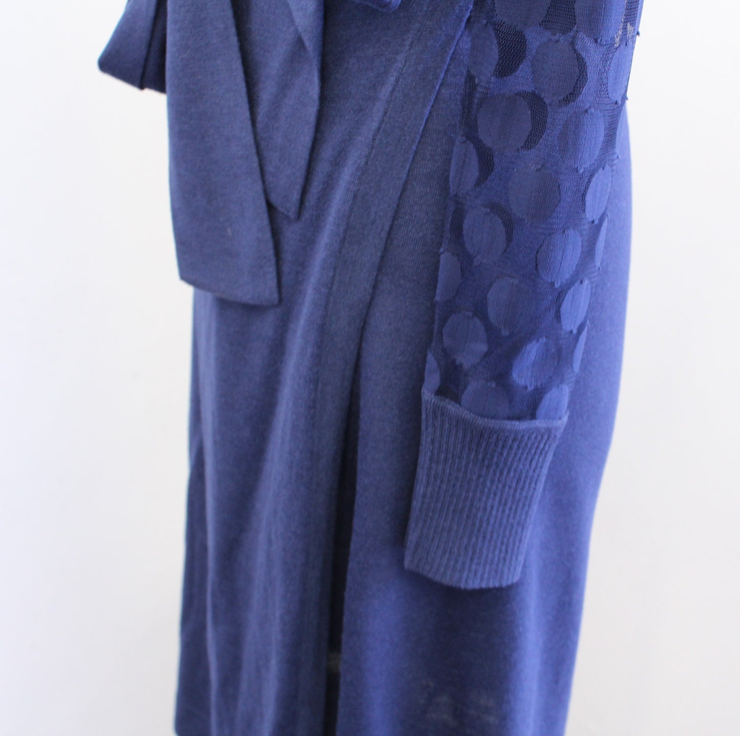 Diane Von Furstenberg Linda Blue Silk Mesh Polka Dot Long Sleeve Wrap Dress Sz S