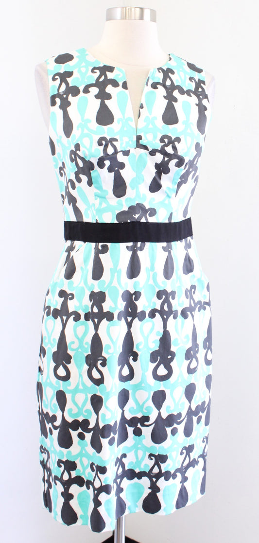 NWT Milly of New York Aqua Blue Gray Geometric Print Sheath Dress Size 2