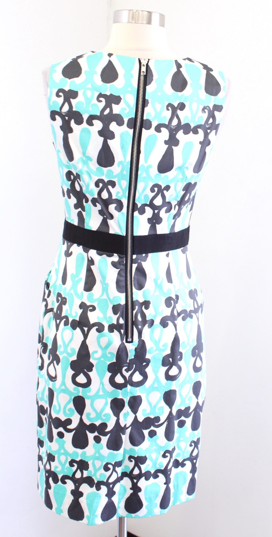 NWT Milly of New York Aqua Blue Gray Geometric Print Sheath Dress Size 2