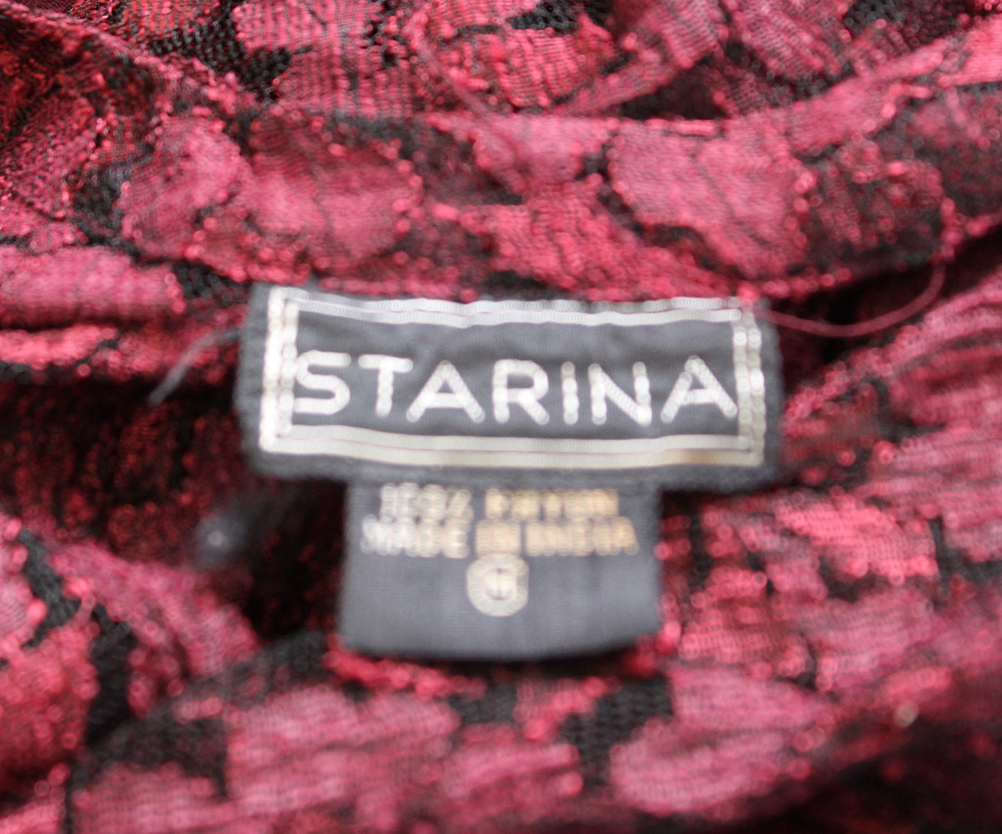 Vtg 90s Starina Burgundy Wine Sheer Lace Pleated V Neck Midi Dress Size M Boho