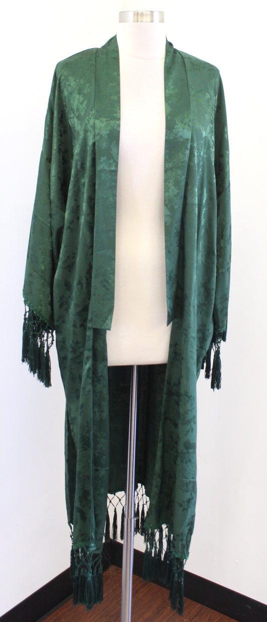 NWT Free People Tinseltown Green Floral Fringe Kimono Duster One Size S M L