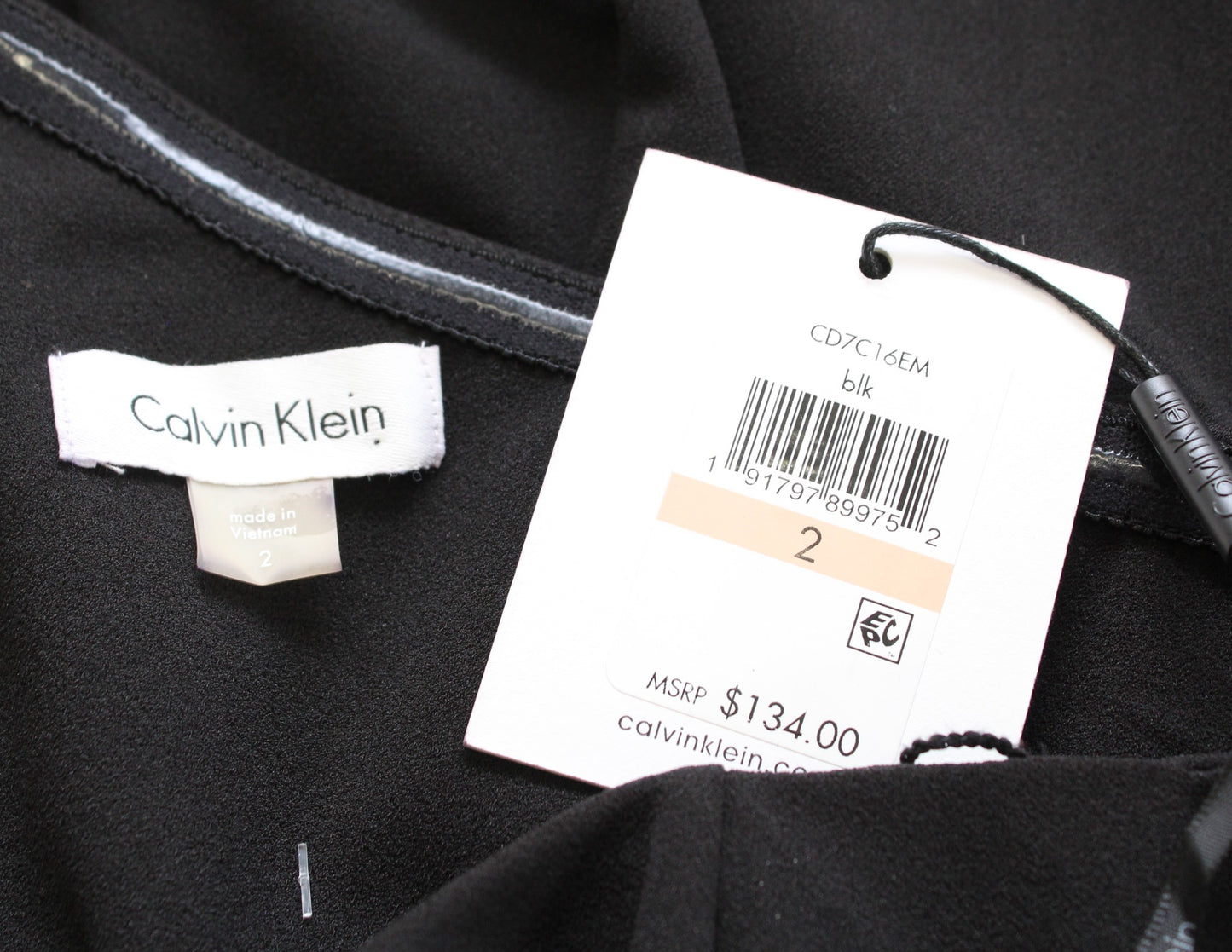 NWT Calvin Klein Solid Black One Shoulder Fit and Flare Dress Size 2 Cocktail