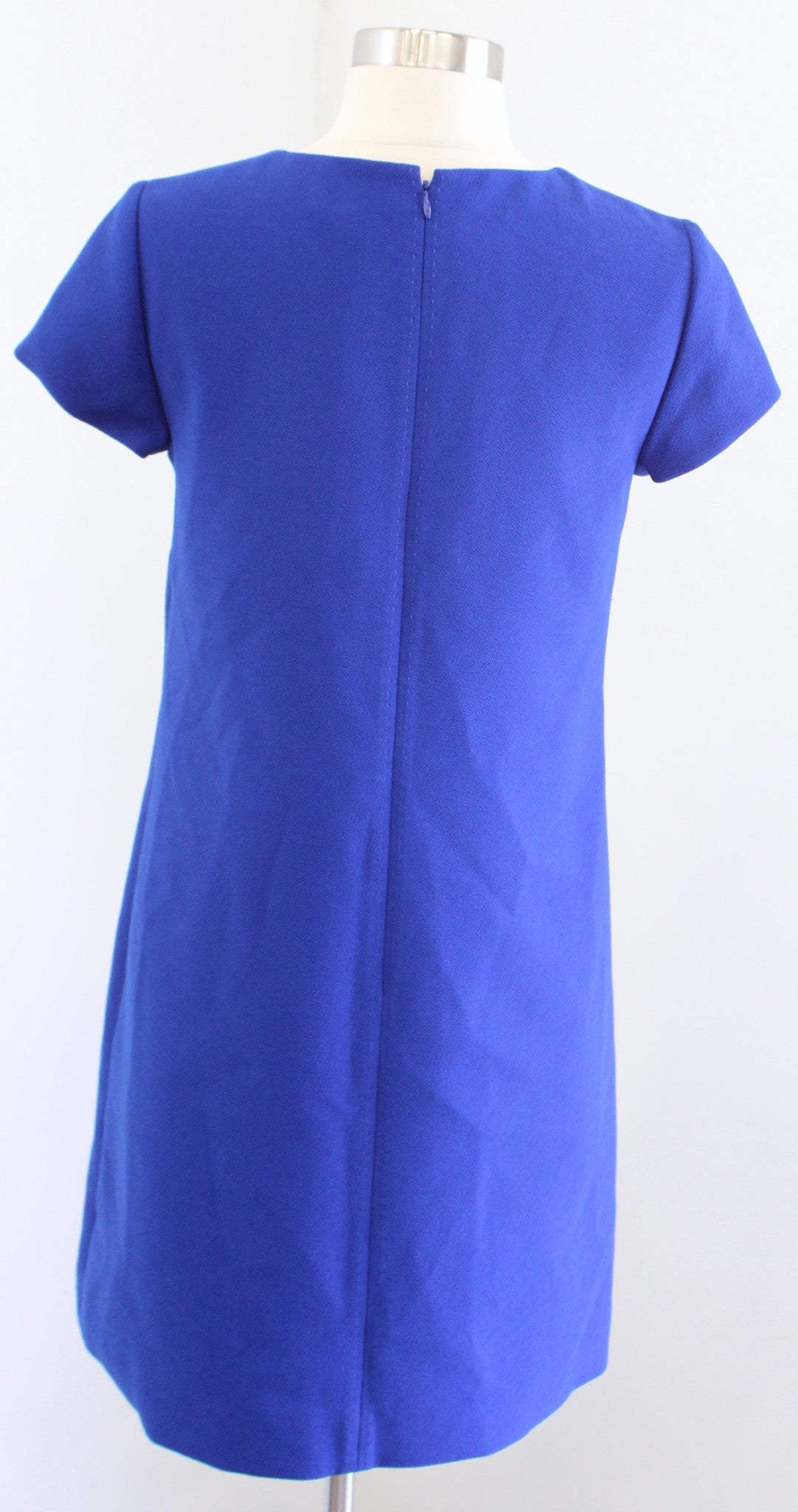 J Crew Royal Blue Bow Accent Presentation Shift Dress Size 2 Cap Sleeve